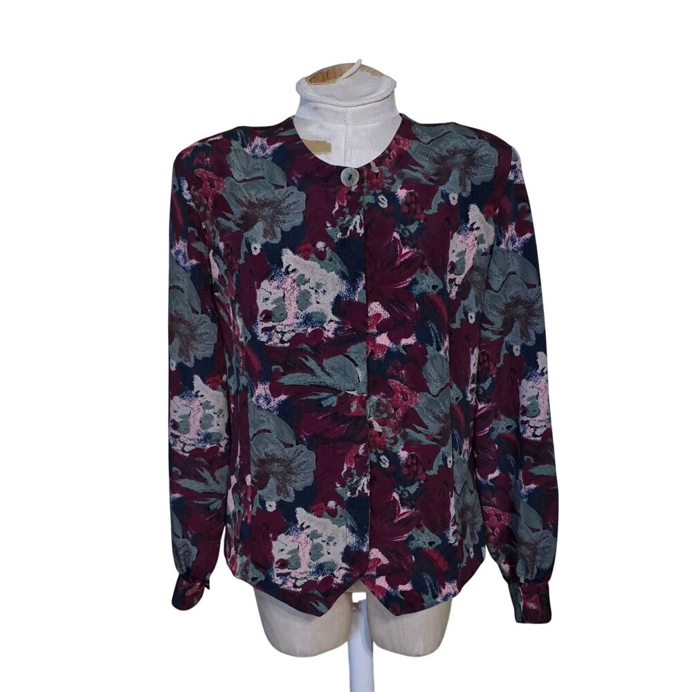 Vintage Bora Bora Womens Floral Button Down Long sleeve‎ button Shirt Size 12
